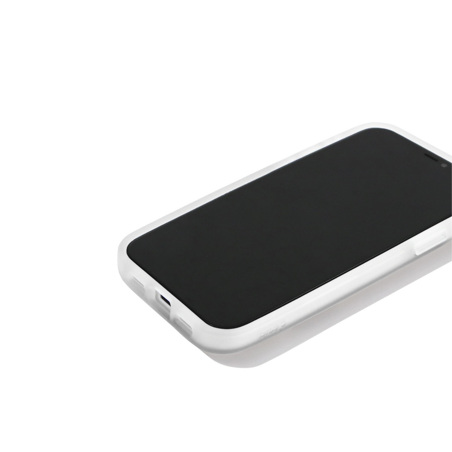 a front facing shot of a clear bumper on an iphone 12