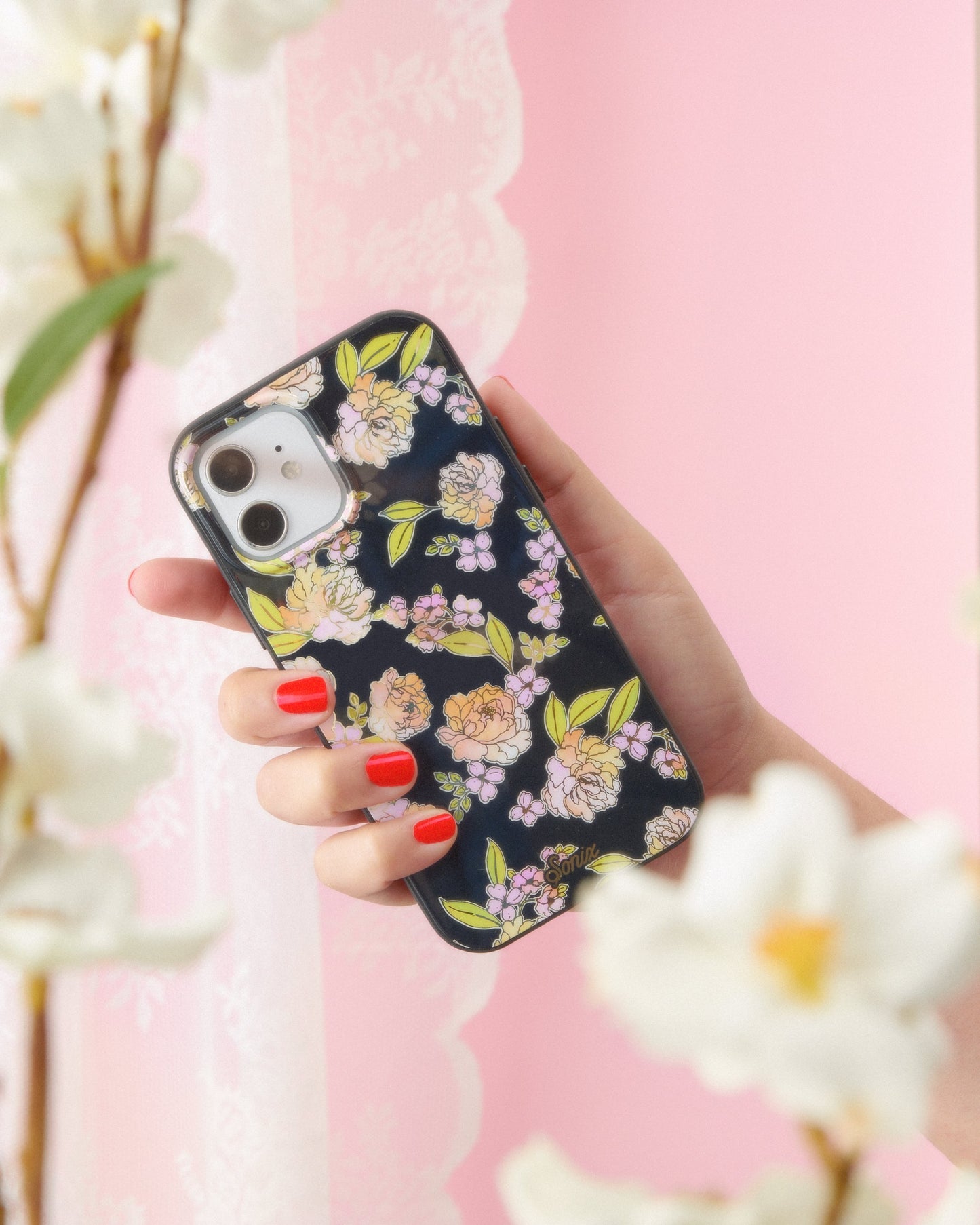 Floral Fantasy Black iPhone Case