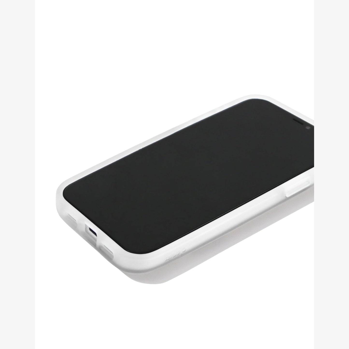 clear bumper shown on a front facing iphone 
