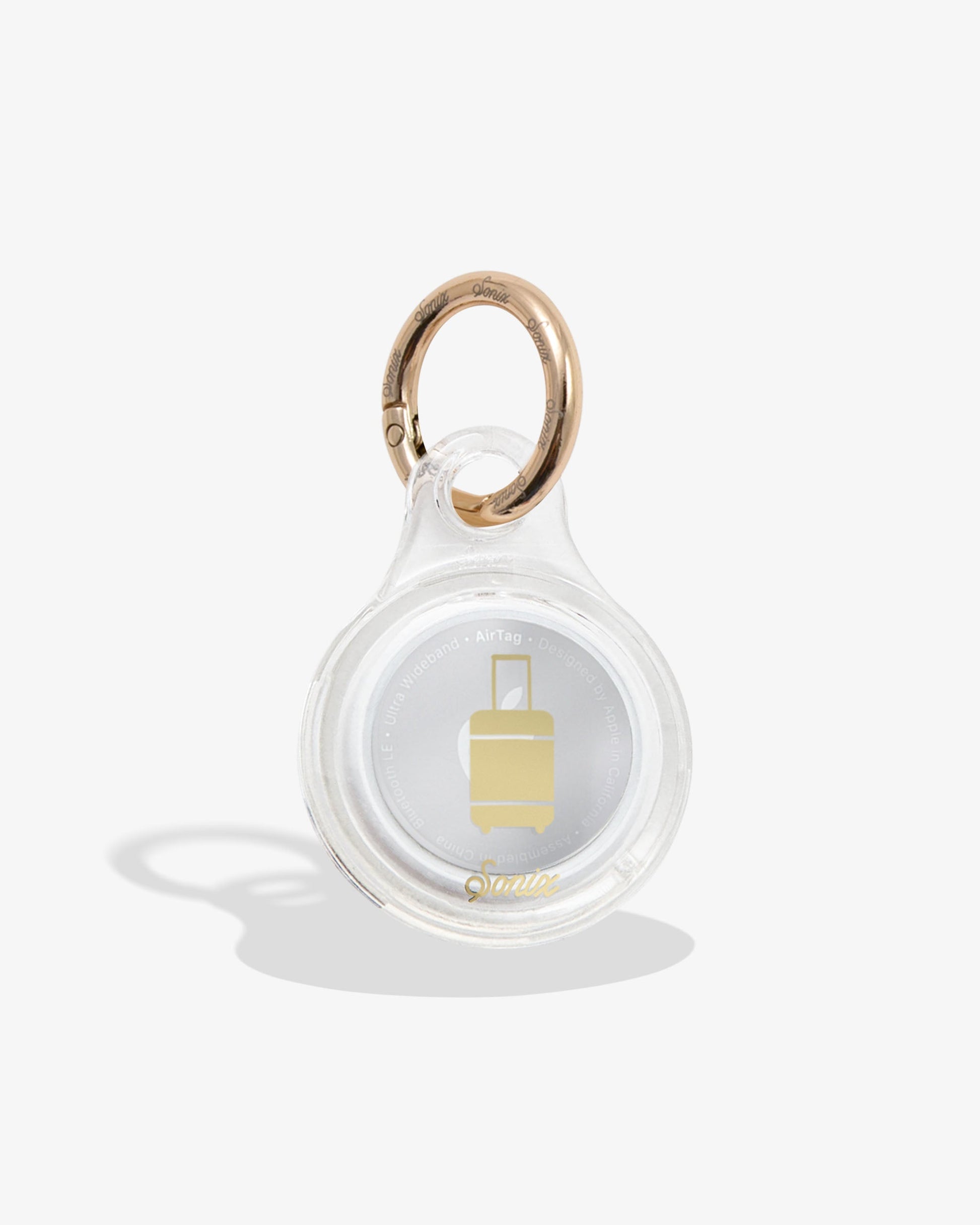 clear air tag cover with gold foil luggage