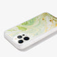 jade green marbled design with gold shimmer detailing shown on an iphone 12 pro side view