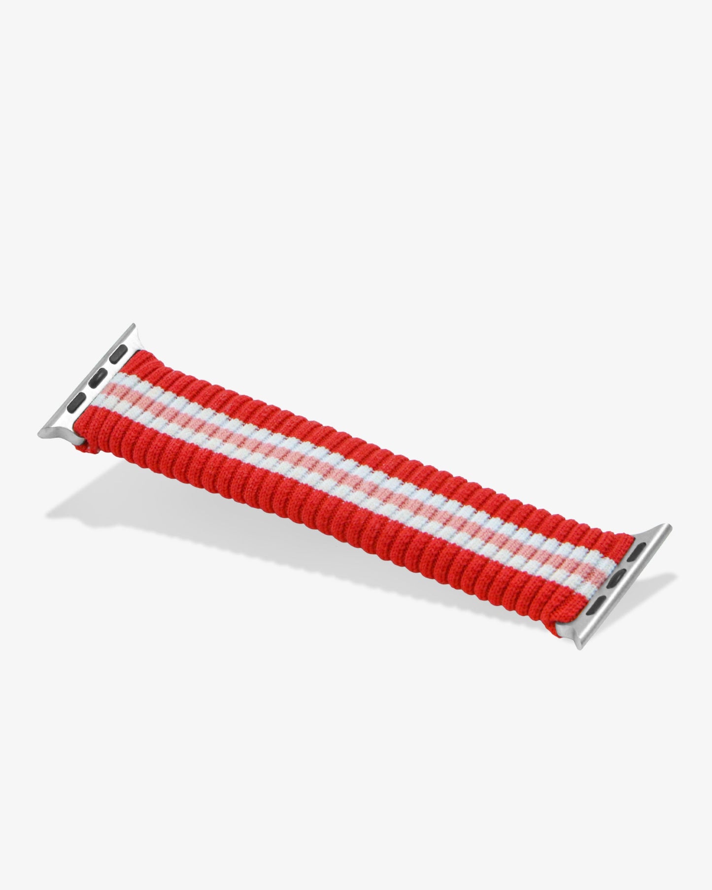 Knit Apple Watch Band - Varsity Red + Pink Stripe