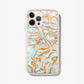 metallic oranges, blues, and cream colors in a wavy 70's pattern shown on an iphone 12 pro