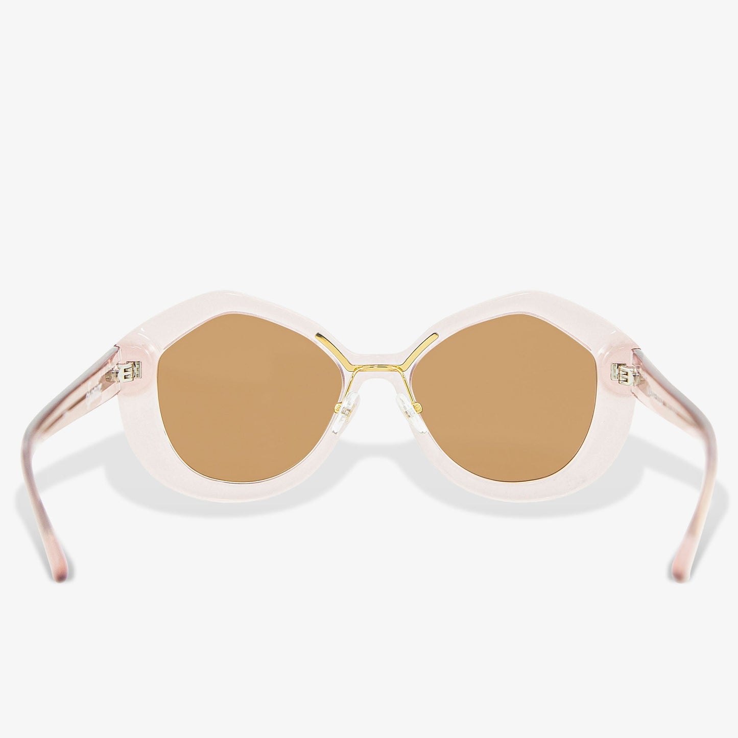 round mod oversized light print clear acetate frame with brown lenses